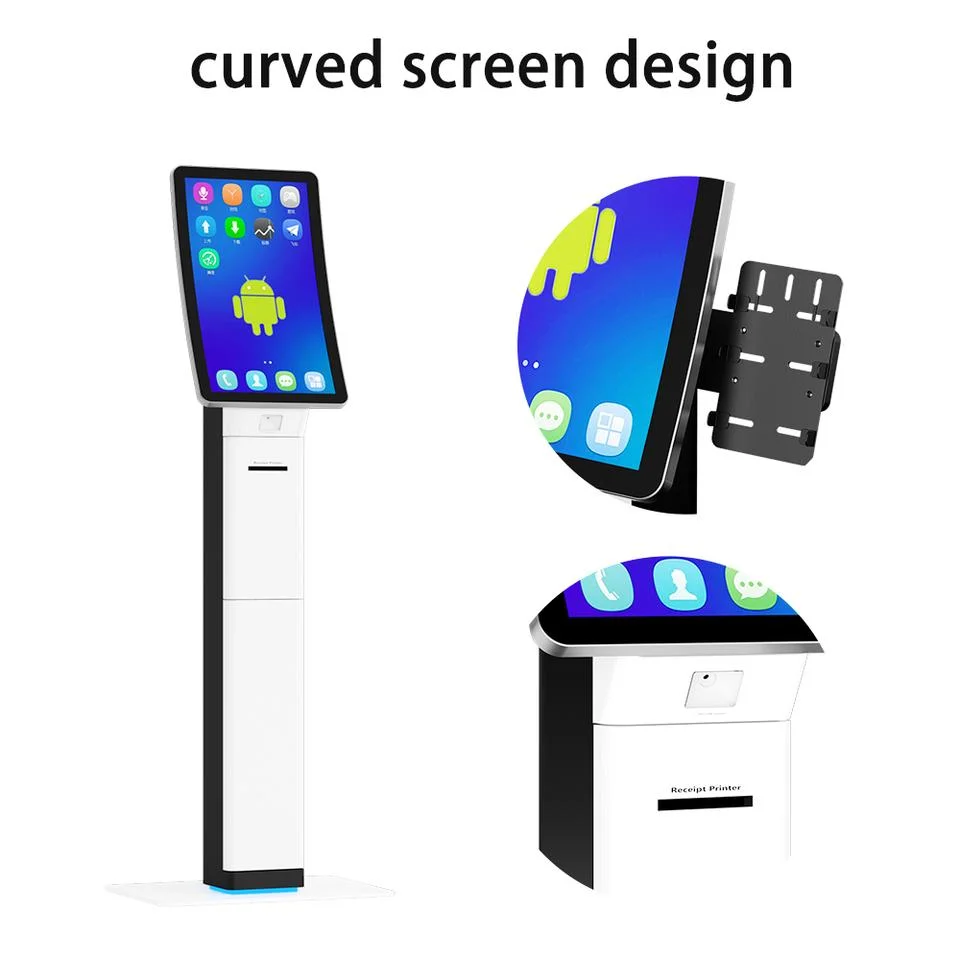 Mini Curved conception d'écran tactile de kiosque de service d'individu de 23,6 pouces commande pour le restaurant d'aliments de préparation rapide
