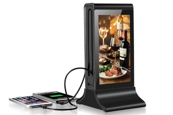 Cadre en métal noir, affichage numérique multi-écran Portable Nouveau bureau Petit lecteur publicitaire avec borne de recharge