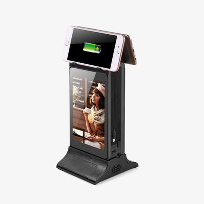 Lecteur de publicité LCD à écran HD de bureau en forme de L de 10 pouces noir avec banque d'alimentation de menu