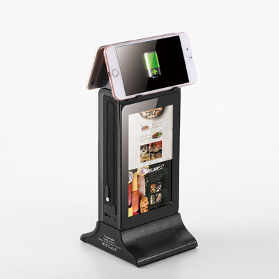 Lecteur de publicité LCD à écran HD de bureau en forme de L de 10 pouces noir avec banque d'alimentation de menu
