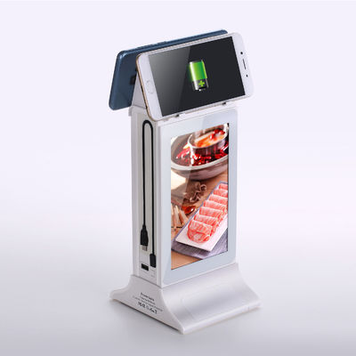 Lecteur de publicité LCD à écran HD de bureau en forme de L de 10 pouces noir avec banque d'alimentation de menu
