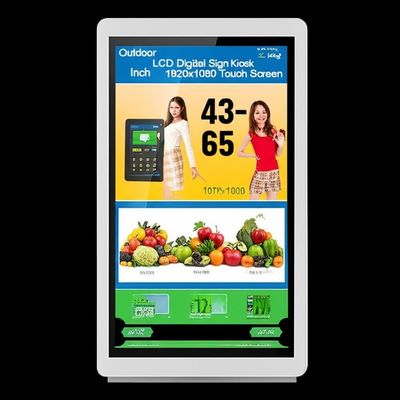 Kiosque de signalisation numérique LCD extérieur 43-65 pouces 1920x1080 écran tactile
