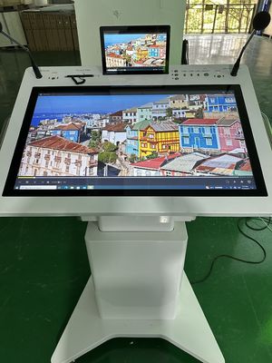 Écran double intelligent AIO podium de réunion 32 "fenêtres PCAP interactif plus 10" écran LCD